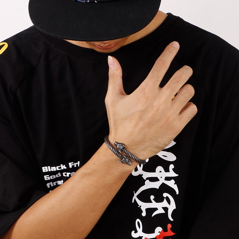 Viking Wolf Stainless Steel Hip-hop Bracelet-Bracelets-Innovato Design-Gold-Innovato Design