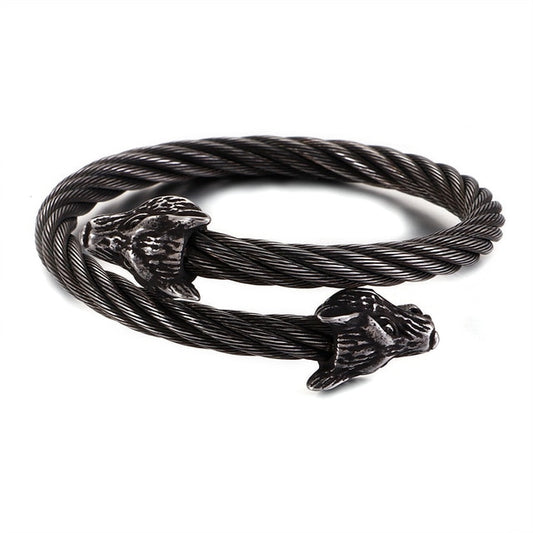 Viking Wolf Stainless Steel Hip-hop Bracelet-Bracelets-Innovato Design-Black-Innovato Design