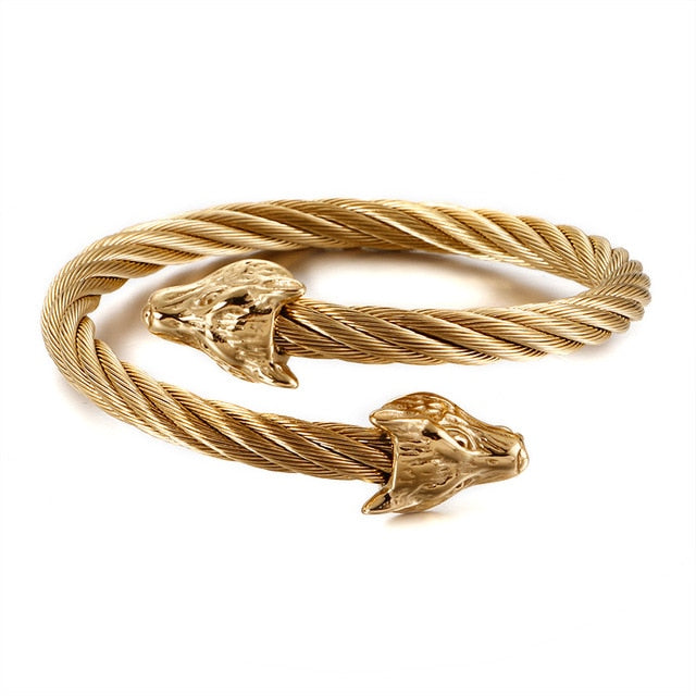Viking Wolf Stainless Steel Hip-hop Bracelet-Bracelets-Innovato Design-Gold-Innovato Design