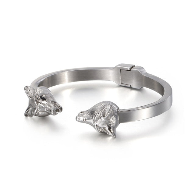 Viking Wolf Stainless Steel Hip-hop Bracelet-Bracelets-Innovato Design-Silver-Innovato Design