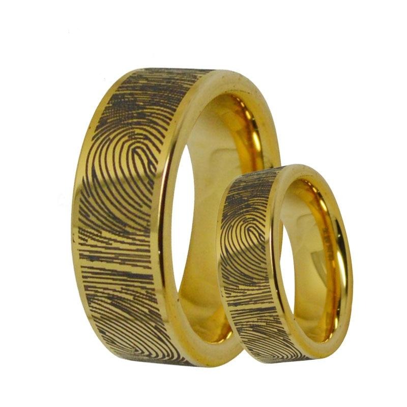 Fingerprint Gold-Plated Tungsten Couple Wedding Ring-Rings-Innovato Design-5-8mm-Innovato Design