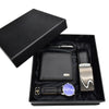 Men Leather Strap Quartz Watch, Belt, Wallet, and Pen Gift Box Set