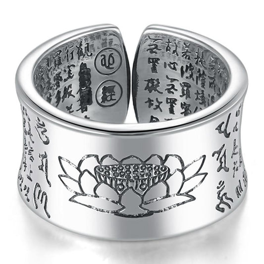 Buddhist Heart Sutra Signet 999 Genuine Silver Adjustable Vintage Ring-Gothic Rings-Innovato Design-Innovato Design