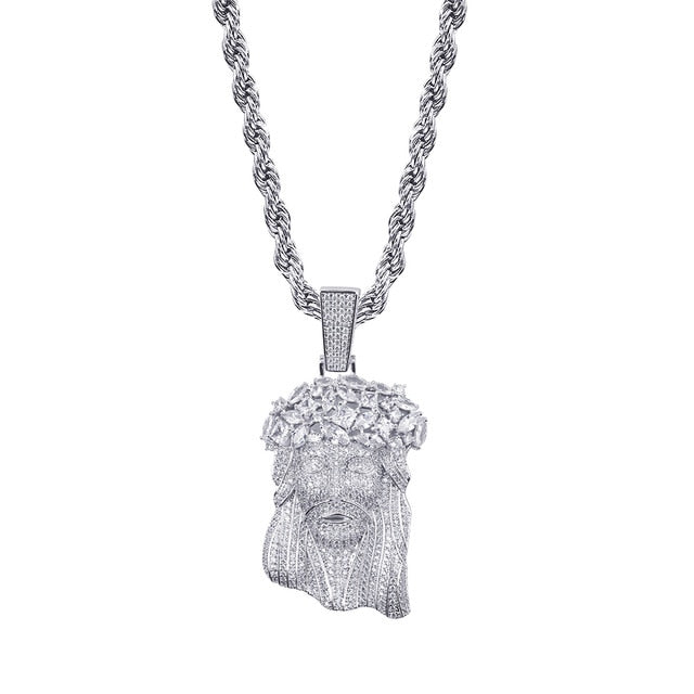 Big Jesus Cubic Zirconia Stainless Steel Hip-Hop Pendant