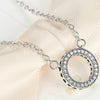 Lucky Circle Cubic Zirconia 925 Sterling Silver Romantic Pendant Necklace