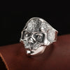 Gothic Lotus Mask Big Skull 925 Sterling Silver Adjustable Vintage Punk Rock Hip-hop Biker Ring-Gothic Rings-Innovato Design-Innovato Design