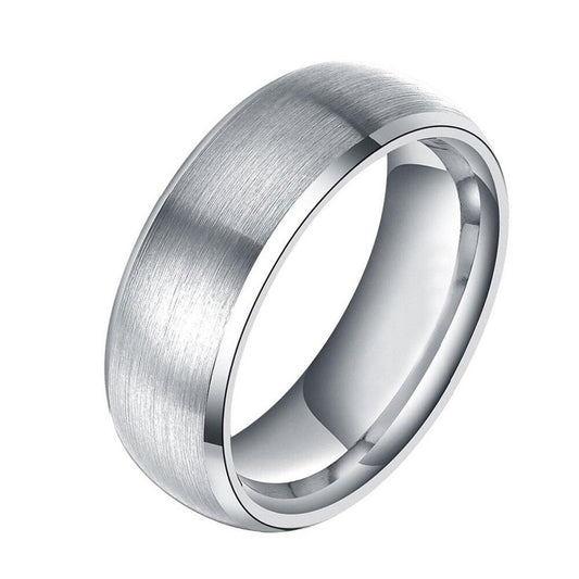 8mm Brushed Domed with Polished Inner Band Silver-Plated Titanium Fashion Wedding Band-Rings-Innovato Design-6-Innovato Design