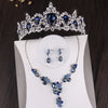 Silver-Plated Blue Crystal Tiara, Necklace & Earrings Wedding Jewelry Set-Jewelry Sets-Innovato Design-Innovato Design
