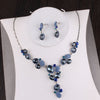 Silver-Plated Blue Crystal Tiara, Necklace & Earrings Wedding Jewelry Set-Jewelry Sets-Innovato Design-Innovato Design