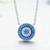 Round Chic Blue Eye 925 Sterling Silver Fashion Pendant Necklace-Necklaces-Innovato Design-Innovato Design