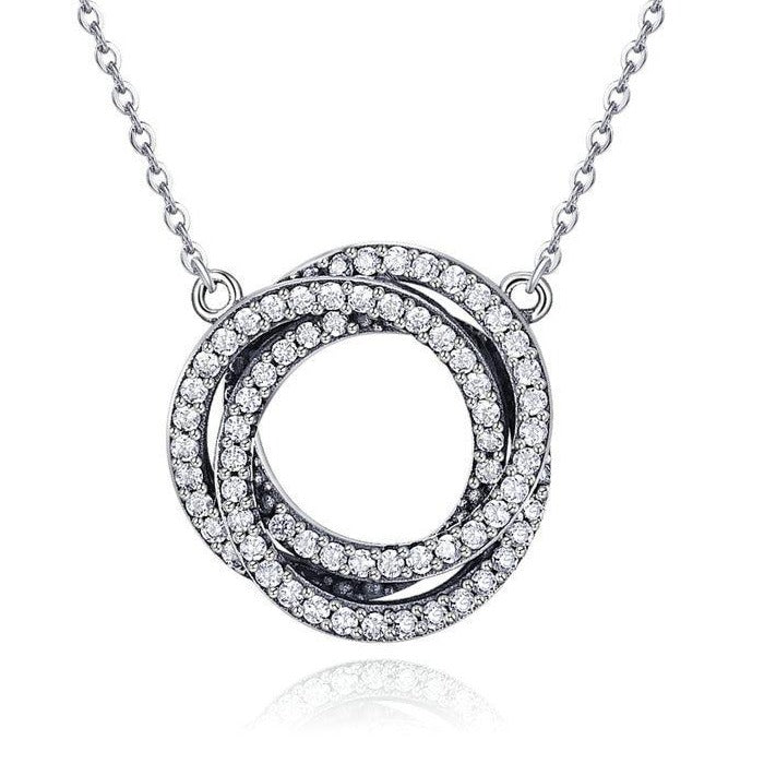 Triple Lucky Circle 925 Sterling Silver Fashion Pendant Necklace-Necklaces-Innovato Design-Innovato Design