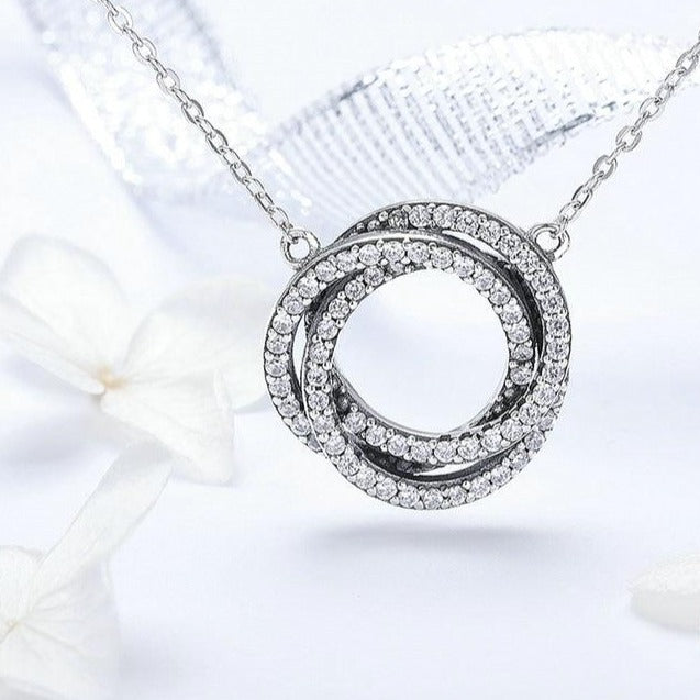 Triple Lucky Circle 925 Sterling Silver Fashion Pendant Necklace-Necklaces-Innovato Design-Innovato Design