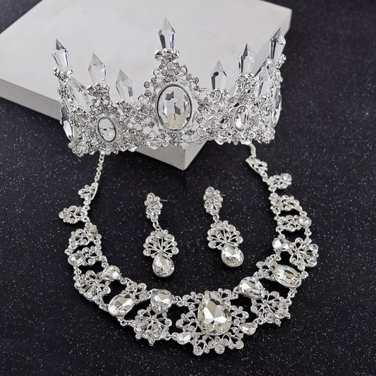 Sparkling Crystal Tiara, Necklace & Earrings Bridal Jewelry Set