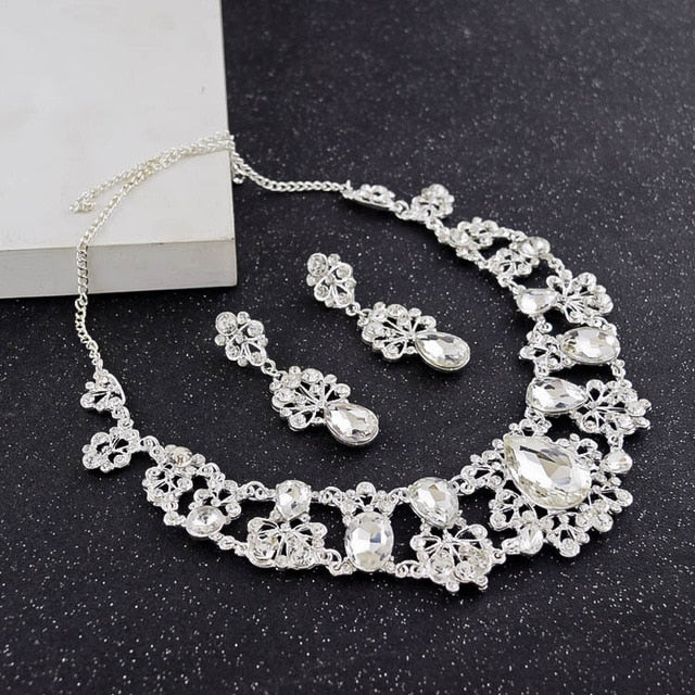 Sparkling Crystal Tiara, Necklace & Earrings Bridal Jewelry Set-Jewelry Sets-Innovato Design-Innovato Design