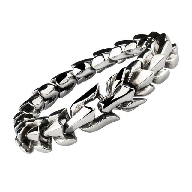 Dragon Link Chain Stainless Steel Vintage Fashion Punk Bracelet-Bracelets-Innovato Design-Silver-7.48in-Innovato Design
