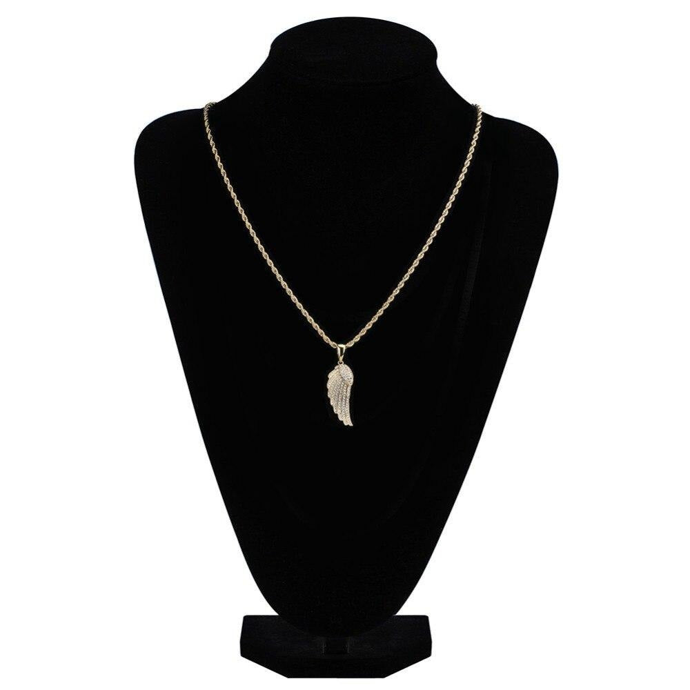 Angel Wing Cubic Zirconia Stainless Steel Pendant Necklace-Necklaces-Innovato Design-Silver-Cuban Chain-Innovato Design