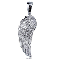 Angel Wing Cubic Zirconia Stainless Steel Pendant Necklace-Necklaces-Innovato Design-Silver-Cuban Chain-Innovato Design