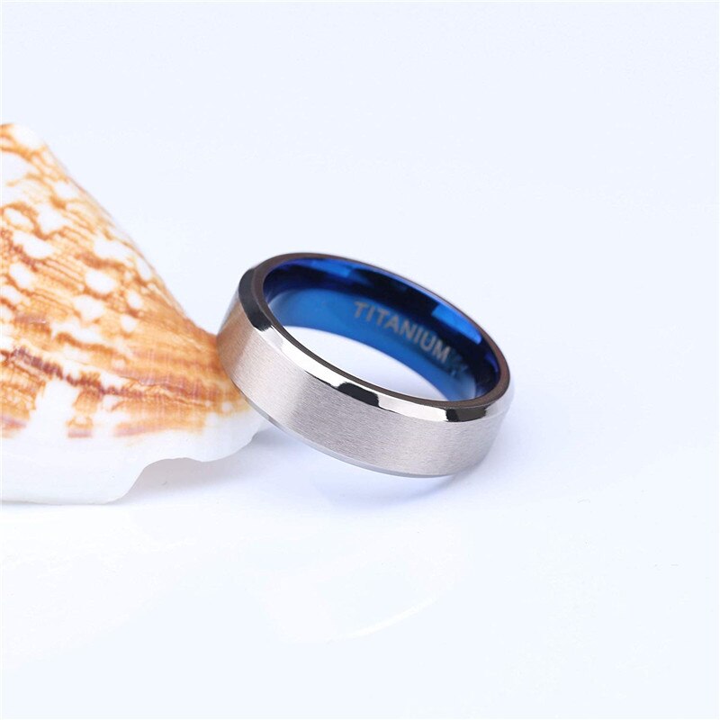 Classic Blue and Silver Plated Titanium Fashion Wedding Ring-Rings-Innovato Design-8mm-4-Innovato Design