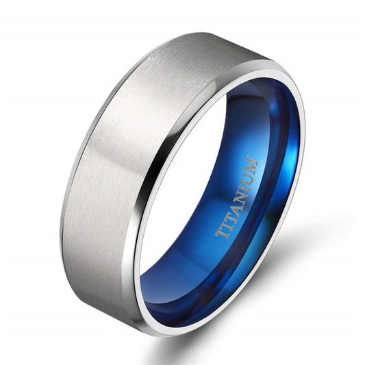Classic Blue and Silver Plated Titanium Fashion Wedding Ring-Rings-Innovato Design-8mm-4-Innovato Design