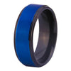 8mm Blue Matte Finish and Black Steps Tungsten Wedding Ring