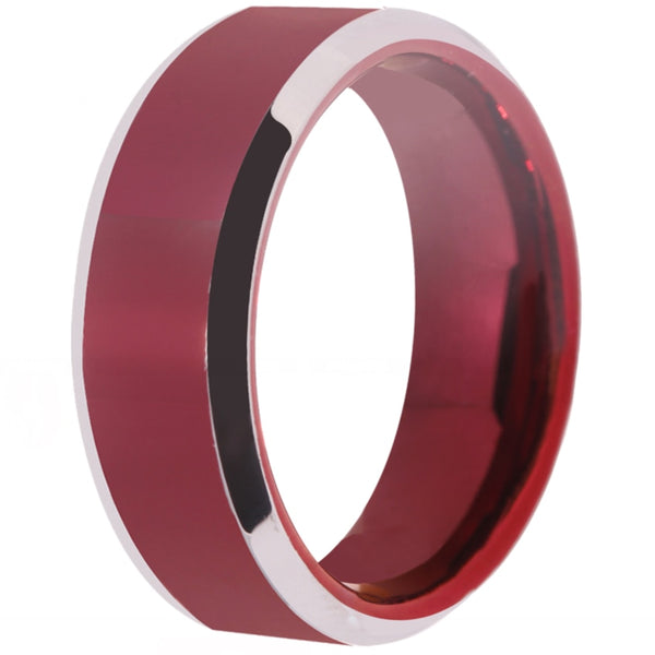 8mm Classic Red and Silver-Plated Tungsten Wedding Ring-Rings-Innovato Design-6.5-Innovato Design