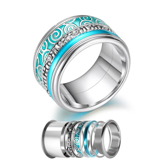 Women Stainless Steel, Aluminum Stackable, Rotatable, and Interchangeable Wedding Ring-Rings-Innovato Design-Green-6-Innovato Design