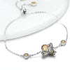 Honey Bee Crystal and Chain Link 925 Sterling Silver Fashion Bracelet
