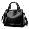Designer Oil Wax Leather Boston Crossbody Bag, Tote Bag, Shoulder Bag, and Handbag-Handbags-Innovato Design-Black-Innovato Design