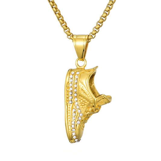 Gemstone-Studded Gold-Plated Shoe Bling 316L Stainless Steel Hip-hop Pendant Necklace-Necklaces-Innovato Design-Snake-Innovato Design