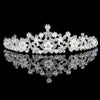 Silver-Plated Flower, Crystal and Pearl Tiara, Necklace & Earrings Wedding Jewelry Set-Jewelry Sets-Innovato Design-Innovato Design