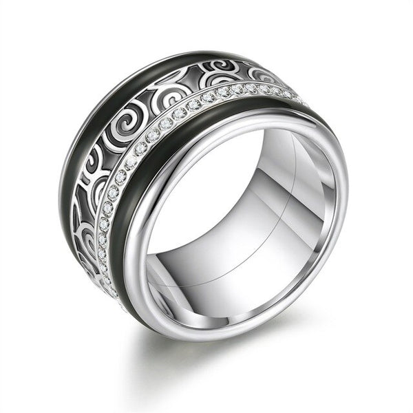 Women Stainless Steel, Aluminum, and Stackable, Rotatable, and Interchangeable Black Wedding Band-Rings-Innovato Design-6-Innovato Design