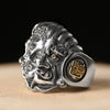 Gothic Buddha and Devil 925 Sterling Silver Adjustable Vintage Biker Ring-Rings-Innovato Design-Innovato Design