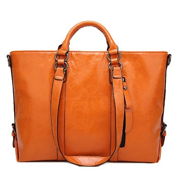 Luxury Designer Large PU Leather Shoulder Bag and Handbag-Handbags-Innovato Design-Orange-Innovato Design