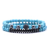 Natural Lava Beads, Reiki Healing Stone, and Pave-Set Cubic Zirconia Ball Strand Bracelet-Bracelets-Innovato Design-Blue Turquoise-Innovato Design