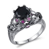 Skull, Cubic Zirconia and Crystal Punk Fashion Wedding Engagement Ring-Rings-Innovato Design-6-Black-Innovato Design