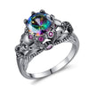 Skull, Cubic Zirconia and Crystal Punk Fashion Wedding Engagement Ring-Rings-Innovato Design-6-Rainbow-Innovato Design