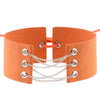 Velvet Leather Choker Necklace with Silver Chain Link and Lace-Up Closure-Necklace-Innovato Design-Orange-Innovato Design