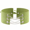 Velvet Leather Choker Necklace with Silver Chain Link and Lace-Up Closure-Necklace-Innovato Design-Green-Innovato Design