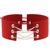 Velvet Leather Choker Necklace with Silver Chain Link and Lace-Up Closure-Necklace-Innovato Design-Red-Innovato Design