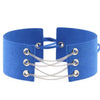 Velvet Leather Choker Necklace with Silver Chain Link and Lace-Up Closure-Necklace-Innovato Design-Blue-Innovato Design