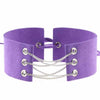 Velvet Leather Choker Necklace with Silver Chain Link and Lace-Up Closure-Necklace-Innovato Design-Purple-Innovato Design