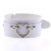 Silver Color Heart Wide Cuff Bangle Leather Gothic Punk Bracelet