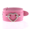 Silver Color Heart Wide Cuff Bangle Leather Gothic Punk Bracelet-Bracelet-Innovato Design-Pink-Innovato Design