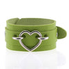 Silver Color Heart Wide Cuff Bangle Leather Gothic Punk Bracelet-Bracelet-Innovato Design-Green-Innovato Design