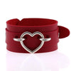 Silver Color Heart Wide Cuff Bangle Leather Gothic Punk Bracelet-Bracelet-Innovato Design-Red-Innovato Design