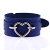 Silver Color Heart Wide Cuff Bangle Leather Gothic Punk Bracelet-Bracelet-Innovato Design-Blue-Innovato Design