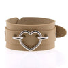 Silver Color Heart Wide Cuff Bangle Leather Gothic Punk Bracelet-Bracelet-Innovato Design-Nude-Innovato Design