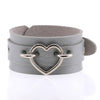 Silver Color Heart Wide Cuff Bangle Leather Gothic Punk Bracelet-Bracelet-Innovato Design-Gray-Innovato Design
