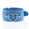 Silver Color Heart Wide Cuff Bangle Leather Gothic Punk Bracelet-Bracelet-Innovato Design-Light Blue-Innovato Design