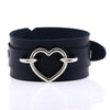 Silver Color Heart Wide Cuff Bangle Leather Gothic Punk Bracelet-Bracelet-Innovato Design-Dark Blue-Innovato Design